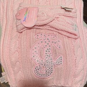 Juicy Couture Pink Knit Kids Hat and Scarf Set